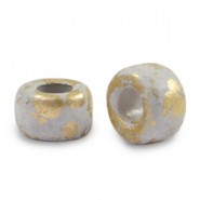 DQ Greek Ceramic beads 9mm Gold spot - Grey